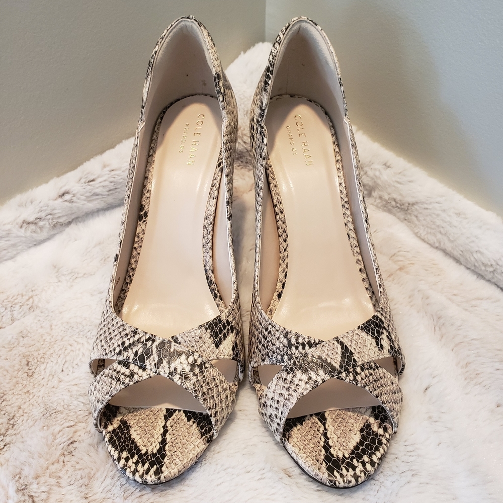 Cole Haan Snakeskin Jacinda Peeptoe